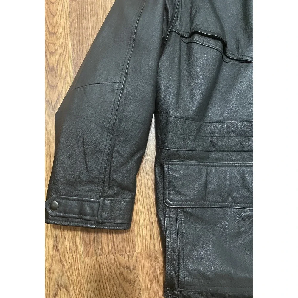 World Alliance Originals Leather Field Jacket Mens Medium Military Cargo Pockets